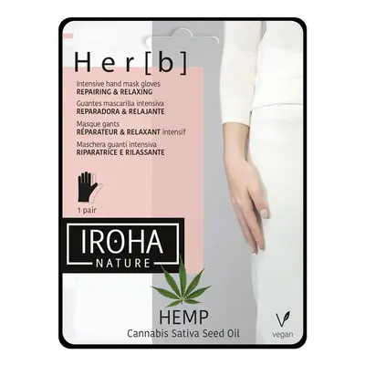 Iroha Nature - *Hemp* - Luvas de máscara de mão intensiva - Reparação e relaxamento