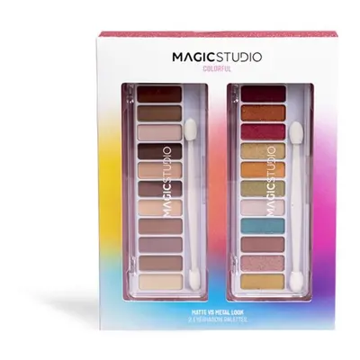 Magic Studio - *Colorful* - Conjunto de paleta de sombras Matte vs Metal Look