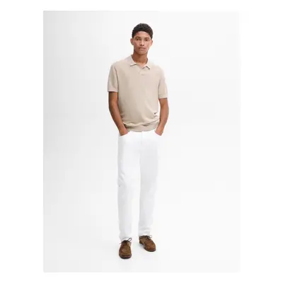 Camisola Tipo Polo De Malha Em Algodão Com Manga Curta - Pedra - Xl - Massimo Dutti - Homem