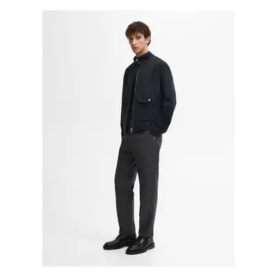 Casaco De Pele Camurça Com Pormenor Lavado - Índigo - Xl - Massimo Dutti - Homem