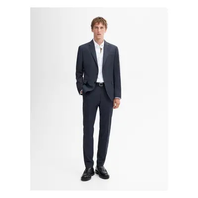 Blazer De Terno Xadrez 100% Fazenda - Azul - Massimo Dutti - Homem