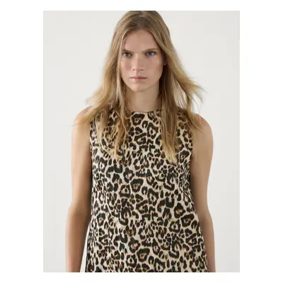 Vestido Mini Animal Print - Castanho - Xs - Massimo Dutti - Mulher