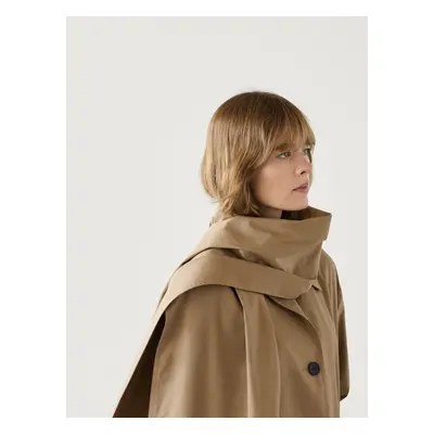 Gabardina Trench Algodão Com Cachecol - Camelo - Massimo Dutti - Mulher