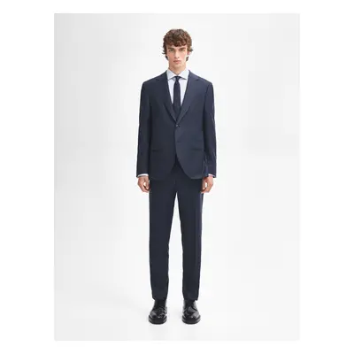 Blazer De Fato Aos Quadrados Lã Azul - Azul - Massimo Dutti - Homem