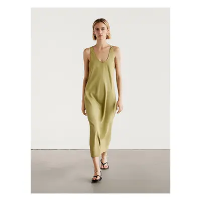 Vestido Midi Fluido - Verde - Massimo Dutti - Mulher