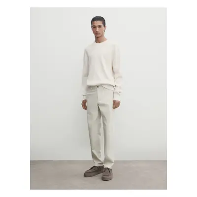 Calças Chino Tricotine Slim Fit - Pedra - Massimo Dutti - Homem