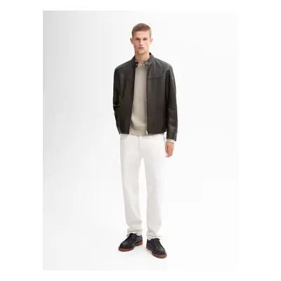 Casaco De Pele Napa Com Bolsos Fecho De Correr - Castanho - Massimo Dutti - Homem