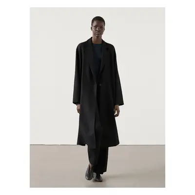 Gabardina Fluida Em Preto - Preto - Massimo Dutti - Mulher