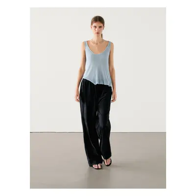 Calças Jogger De Conjunto Em Pele Camurça - Azul - Massimo Dutti - Mulher