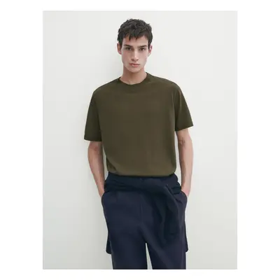 Camisola Em Mistura De Algodão E Seda Manga Curta -Studio - Verde - Massimo Dutti - Homem