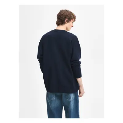 Cardigan De Malha 100% Caxemira Com Botões - Azul-Marinho - Massimo Dutti - Homem