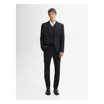 Calças De Fato Lã Bi-Elástica - Preto - Massimo Dutti - Homem