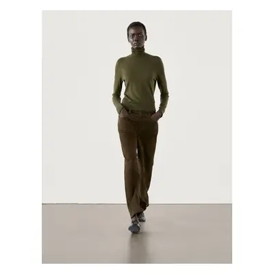 Camisola De Malha Com Gola Alta - Verde Escuro - Massimo Dutti - Mulher