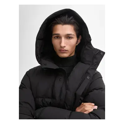 Sobretudo Comprido Acolchoado Penas - Preto - Massimo Dutti - Homem