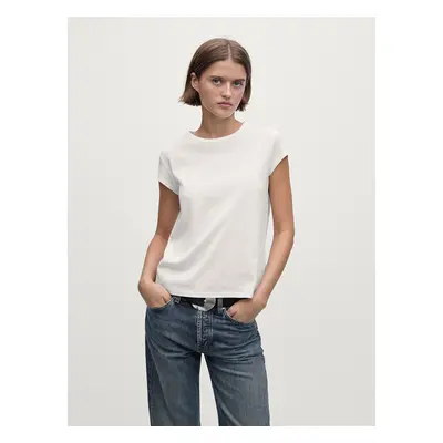 Camiseta Manga Curta De Algodão Mercerizado - Branco - Xl - Massimo Dutti - Mulher