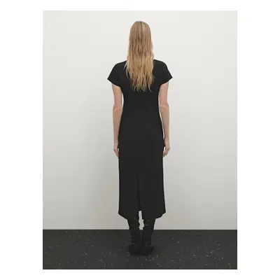 Vestido Midi Crepe - Preto - Massimo Dutti - Mulher