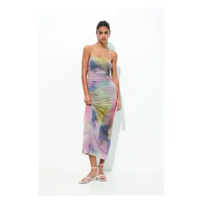 Vestido Comprido Tie-Dye Em Tule