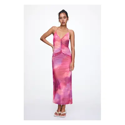 Vestido Midi De Tule Em Tie-Dye