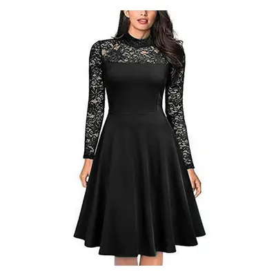 Vestido Midi Justo Com Renda, Preto