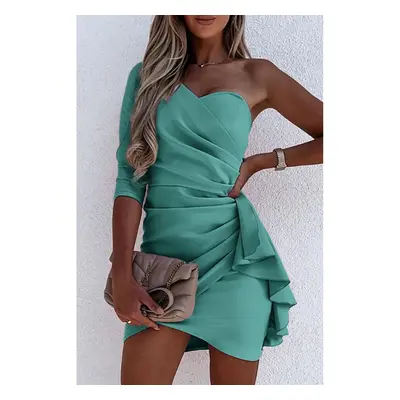 Mini Vestido Elegante Com Folhos Ricaletta, Menta