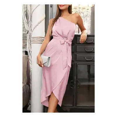 Vestido Midi Assimétrico Lavisa, Rosa Claro