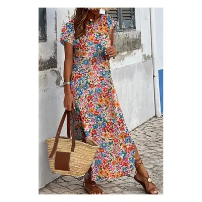 Vestido Maxi Com Estampa Floral, Multicolor