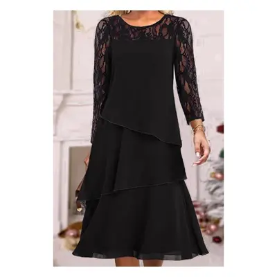 Vestido Elegante Com Renda, Preto