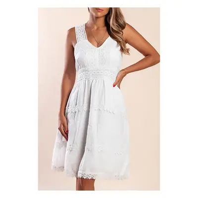 Vestido Curto De Algodão Com Renda, Branco