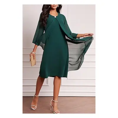 Vestido Midi Gola Redonda, Verde Escuro