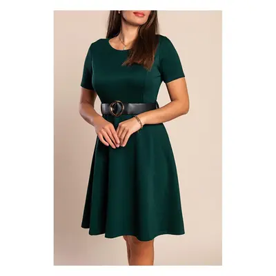 Vestido Curto De Manga Curta, Verde Escuro