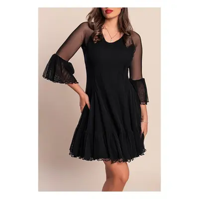 Vestido Curto De Tule, Preto