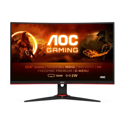 monitor gaming aoc c24g2ae 23,6 fhd 1920x1080, 165hz ,1ms, curvo, altavoces, 2 x hdmi, dp, vga