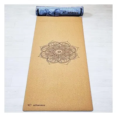 Tapete de yoga em borracha natural e cortiça 5 mm + Saco de yoga - Mandala Om