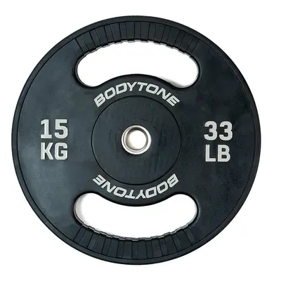 Disco de borracha profissional de 15 kg com pega (28 mm) 28/15