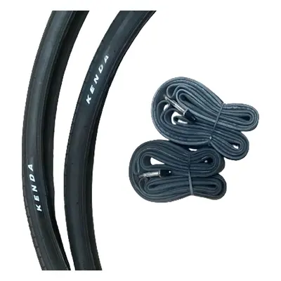 Pack de 2 pneus 700x28 preto kenda + 2 câmaras de ar 700 válvula fv