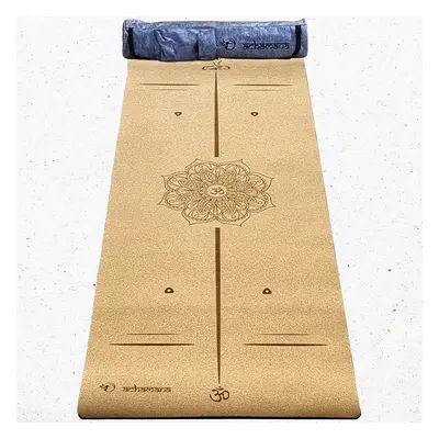 Tapete yoga cortiça de 3 camadas 6mmx68cmx1,83m Bodylines-Mandala +Saco de yoga