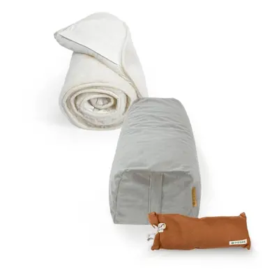 Set de relaxamento - Bolster marrom - Tapete de yoga de lã - Almofada de olhos