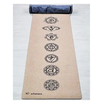 Tapete de yoga de borracha e cânhamo 4,5mmx61cmx1,83m 7 chakras + Saco de yoga