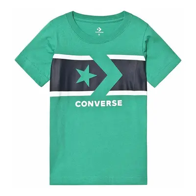 Camisola de Manga Curta Infantil Converse Stripe Star Chevron Verde