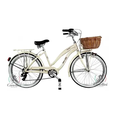 Bicicleta Cruiser Dolce Vita by Canellini para mulher com cesto - Creme