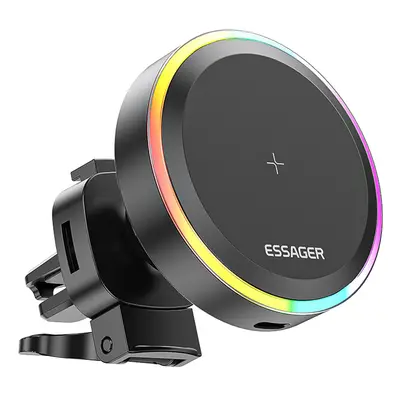 Essager Qi 15W RGB Suporte magnético de telefone para carro Carregador sem fio para iPhone 14 13