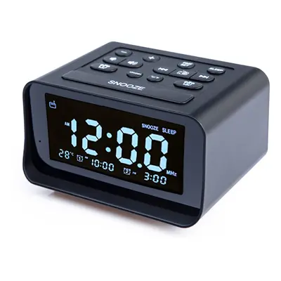 Rádio despertador GREEN TIME K1 Pro, visor LCD de temperatura, relógio digital eletrônico com po