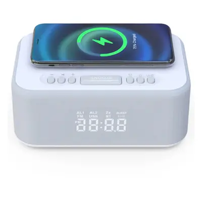 KIMIUP 101 desktop carregamento sem fio Bluetooth alto-falante despertador LED com rádio FM