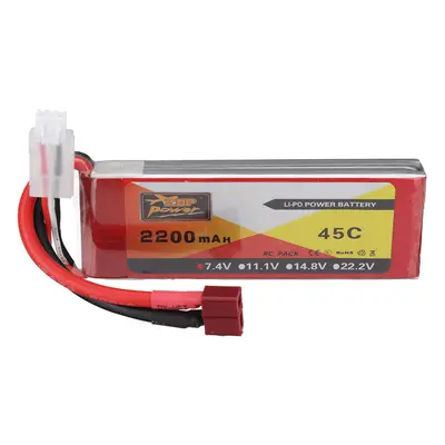 Bateria LiPo ZOP Power 7.4V 2200mAh 45C 2S com conector T para carro RC Wltoys 124016 124017