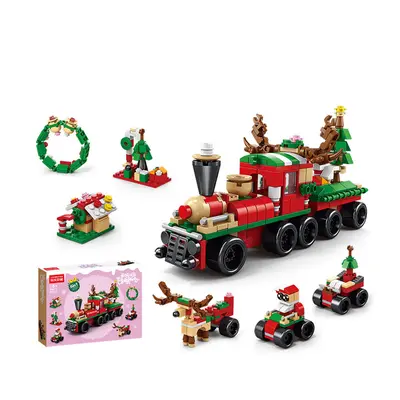 6 em 1 Modelo de trem de Natal com blocos de construção Conjuntos de bonecas clássicas para cria