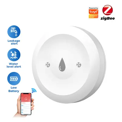 Sensor de imersão de água Zigbe para casa inteligente, sensor de vazamento de água, alarme, apli