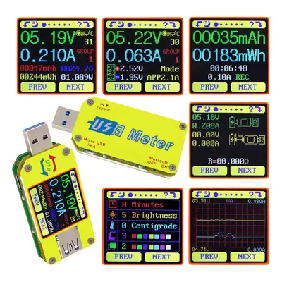 RIDEN® UM34/UM34C para «APLICATIVO» USB 3.0 Type-C DC Voltímetro amperímetro Medidor de corrente