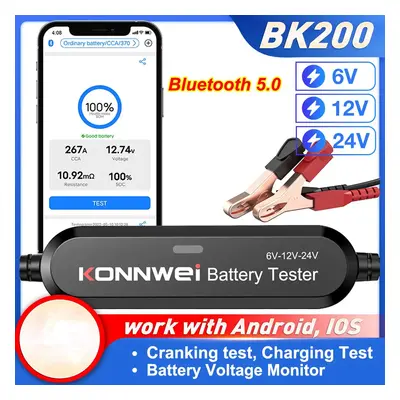 KONNWEI BK100 BK200 Bluetooth 5.0 Testador de bateria de carro moto caminhão Analisador de bater