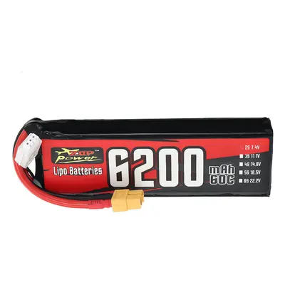 Bateria LiPo ZOP Power 2S 7.4V 6200mAh 60C 45.88Wh com plug XT60 para carro RC