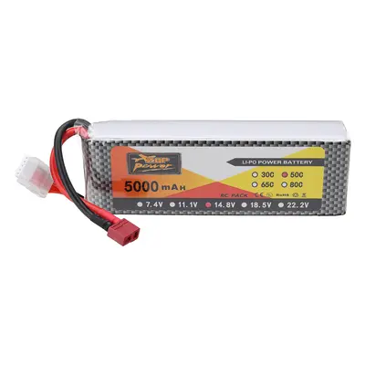 ZOP Power 14.8V 5000mAh 50C 4S Bateria LiPo com Conector T para Carro RC